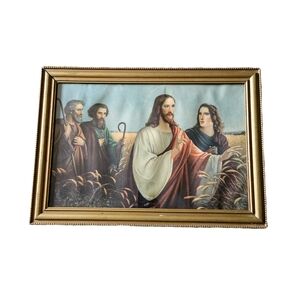 Vintage Giovanni Jesus Religious Art Print Framed Catholic 21x15
